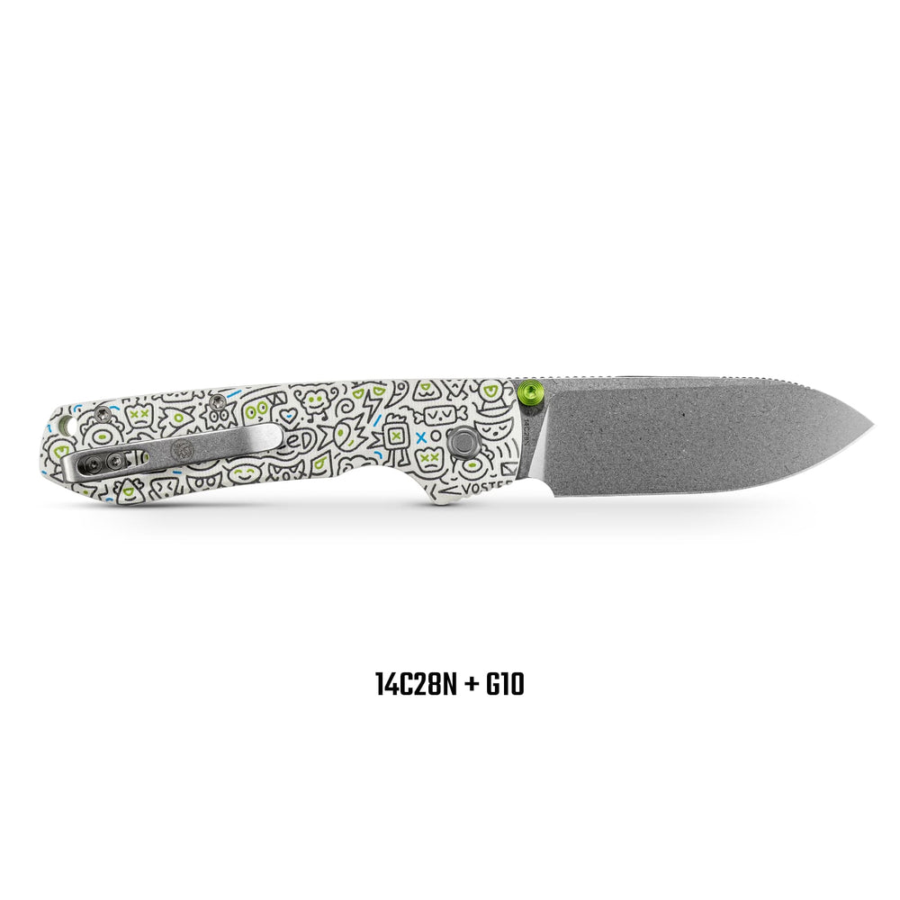 VOSTEED Raccoon® - Top Liner Lock (3.25" 14C28N Blade & G10 Handle) - A2933