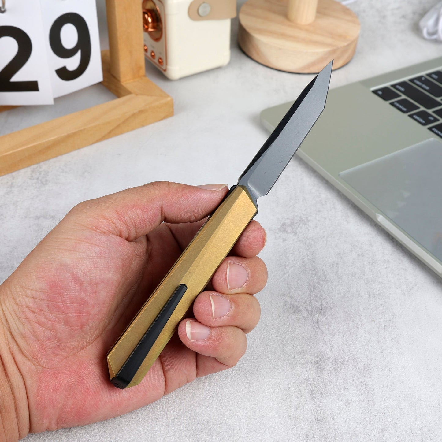REMETTE RT-ELIGO Knife M390 Blade Titanium Handle Double Detent Lock Folding Pocket EDC Knife EGB3