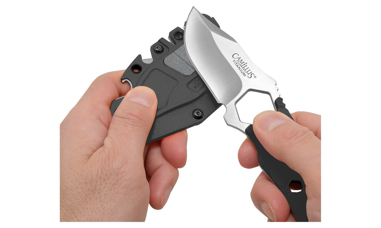 Camillus Comb Black Fixed Blade Knife