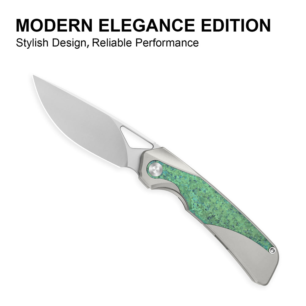 KIZER CUTLERY Topsail | M390 | Titanium & Crystallized Titanium | Front Flipper | Ki3735A4