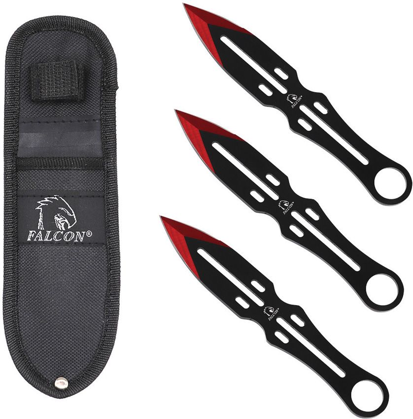 Falcon Throwing Knife Set Red
