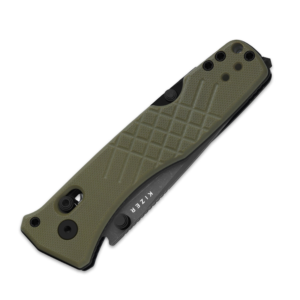 KIZER CUTLERY Aegis T | AEB-L | Green G10 | Rescue Hook & Glass Breaker