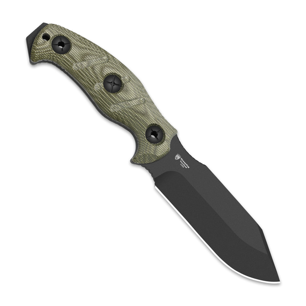 KIZER CUTLERY Sheepdog® Survival | Hammer Pommel · Bow Drill Divot | Green Micarta