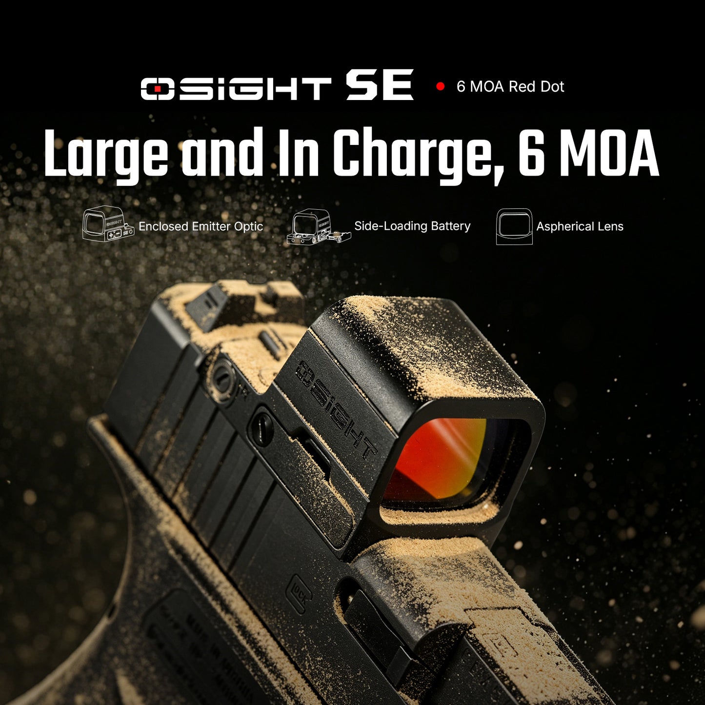 Osight SE Enclosed 6 MOA Red Dot Sight with RMSc Footprint and Side-Loading Battery