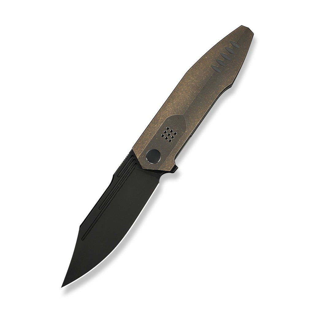 WEKNIFE Flight Line Flipper Knife Bronze Titanium Handle (3.81" Black Stonewashed Bohler M390 Blade) WE23089-2