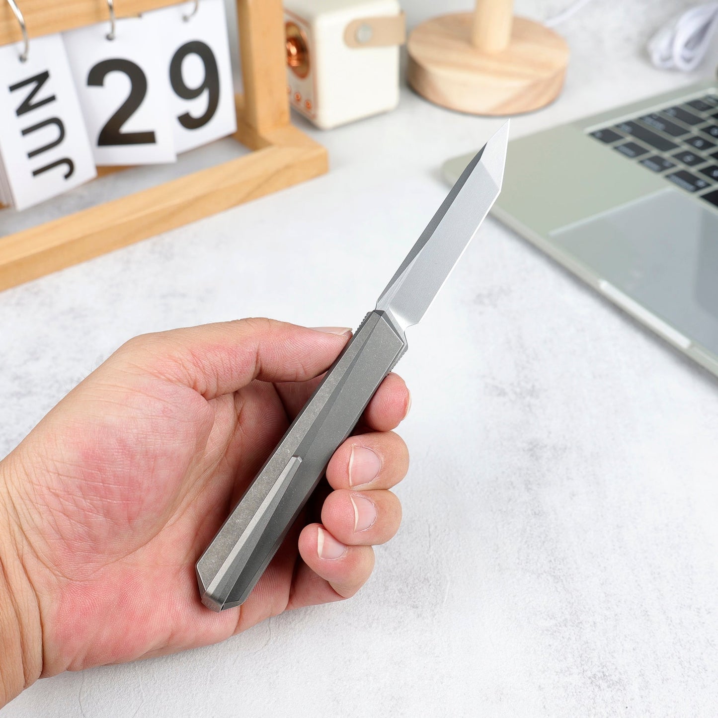 REMETTE RT-ELIGO Knife M390 Blade Titanium Handle Double Detent Lock Folding Pocket EDC Knife EGB5