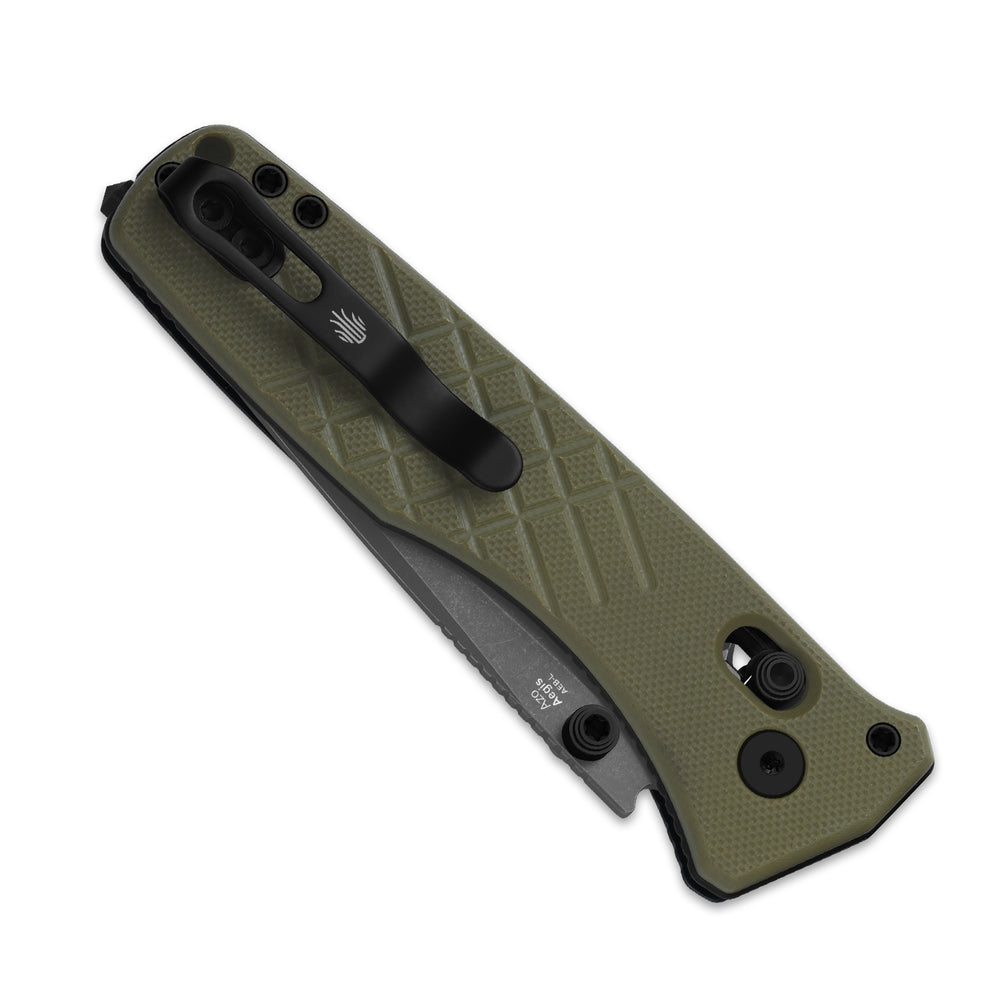 KIZER CUTLERY Aegis T | AEB-L | Green G10 | Rescue Hook & Glass Breaker