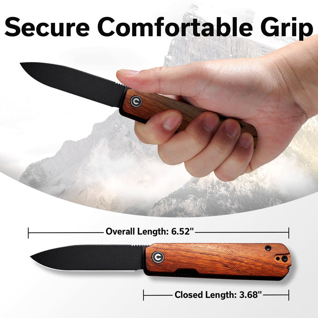 CIVIVI Sendy Flipper Knife Wood Handle (2.83" Nitro-V Blade) C21004A-2