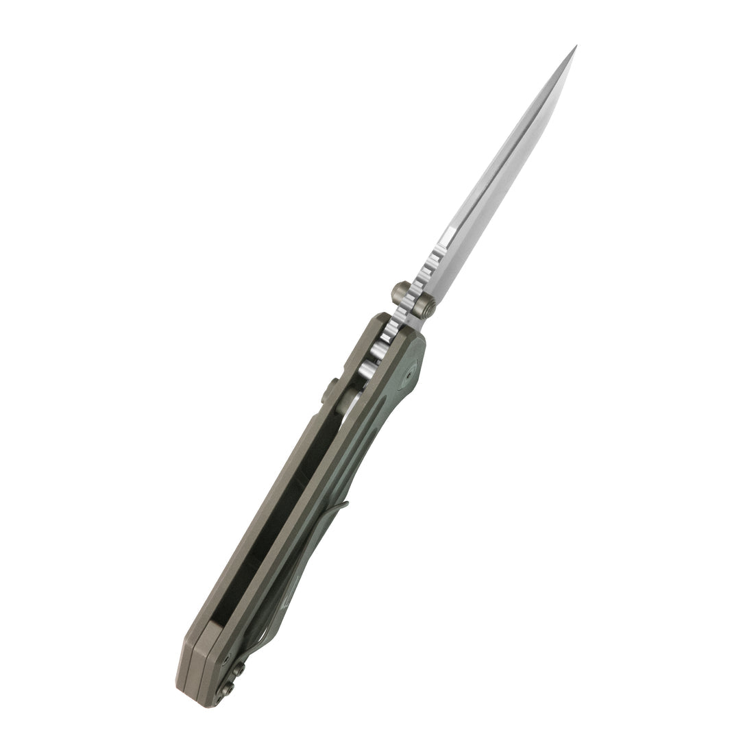 KB Relentless Folding Knife Bronze Ano Titanium Handle 3.46'' Silver Bead Blasting M390 Blade KB462G