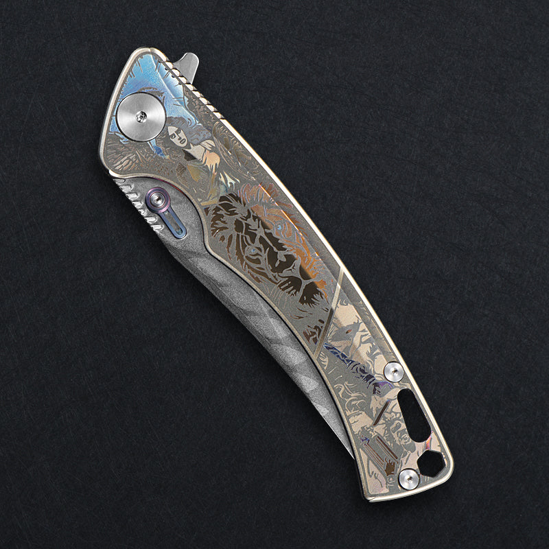 CH Otoman Frame Lock Sliver Ti （3.75'' Mirror Elmax core)