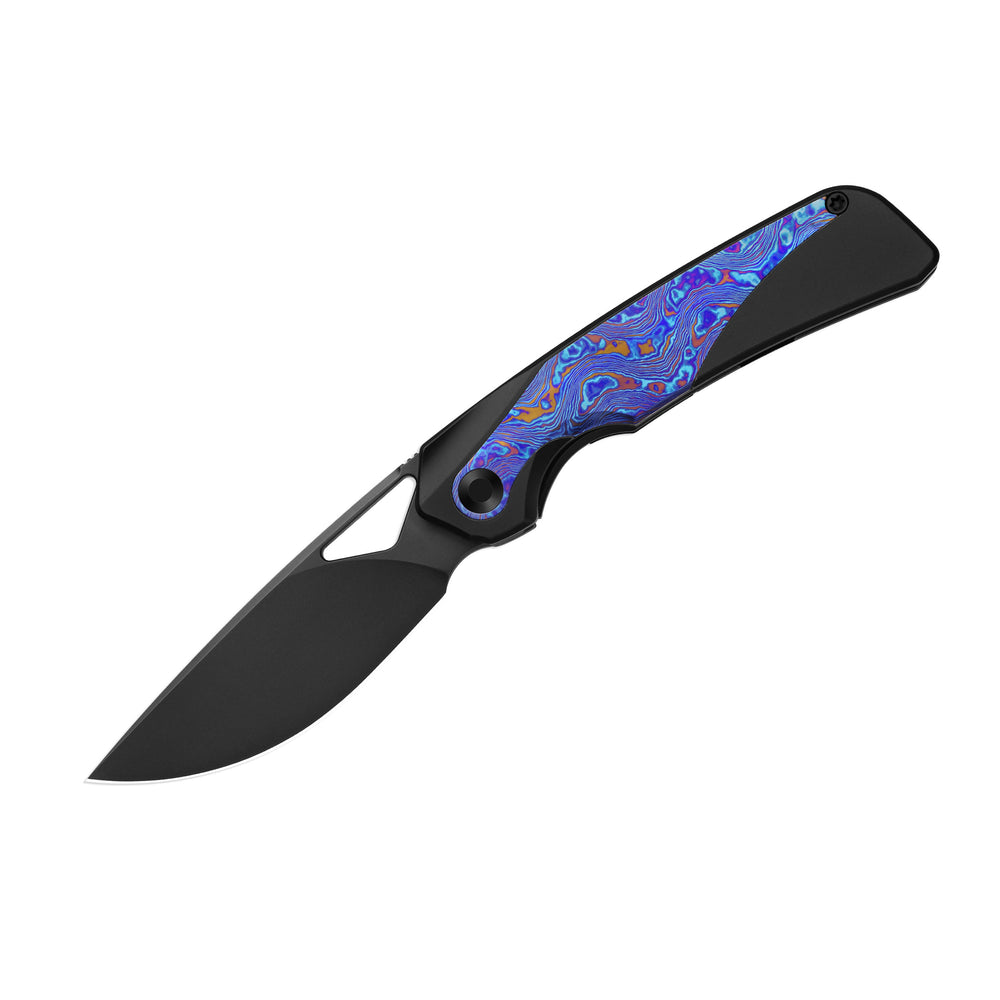 KIZER CUTLERY Topsail | S45VN | Titanium & Timascus | Matte DLC Ultra | Front Flipper | Ki3735A2