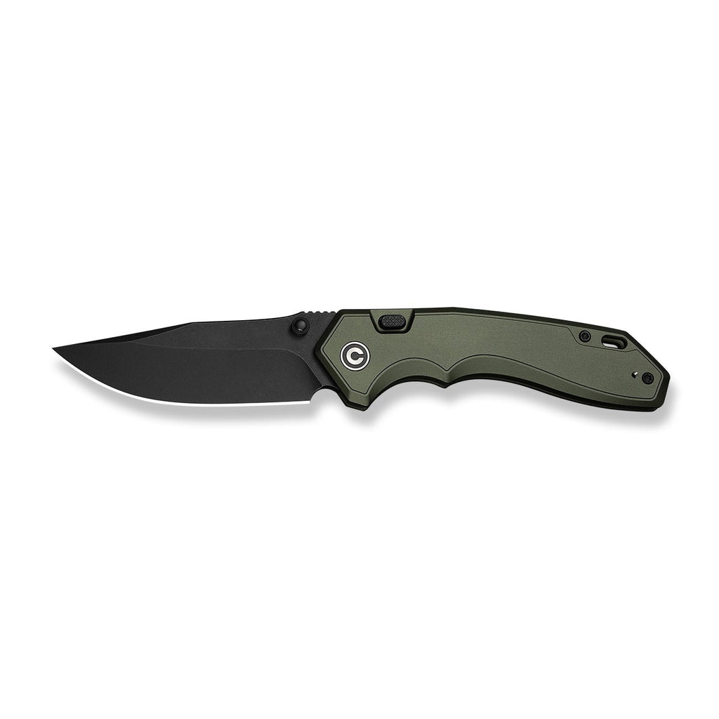 CIVIVI ELITE Brova Thumb Stud & Top Liner Lock Knife Forest Green Aluminum Handle (3.41" Black Stonewashed CPM S35VN Blade) CE25093-3