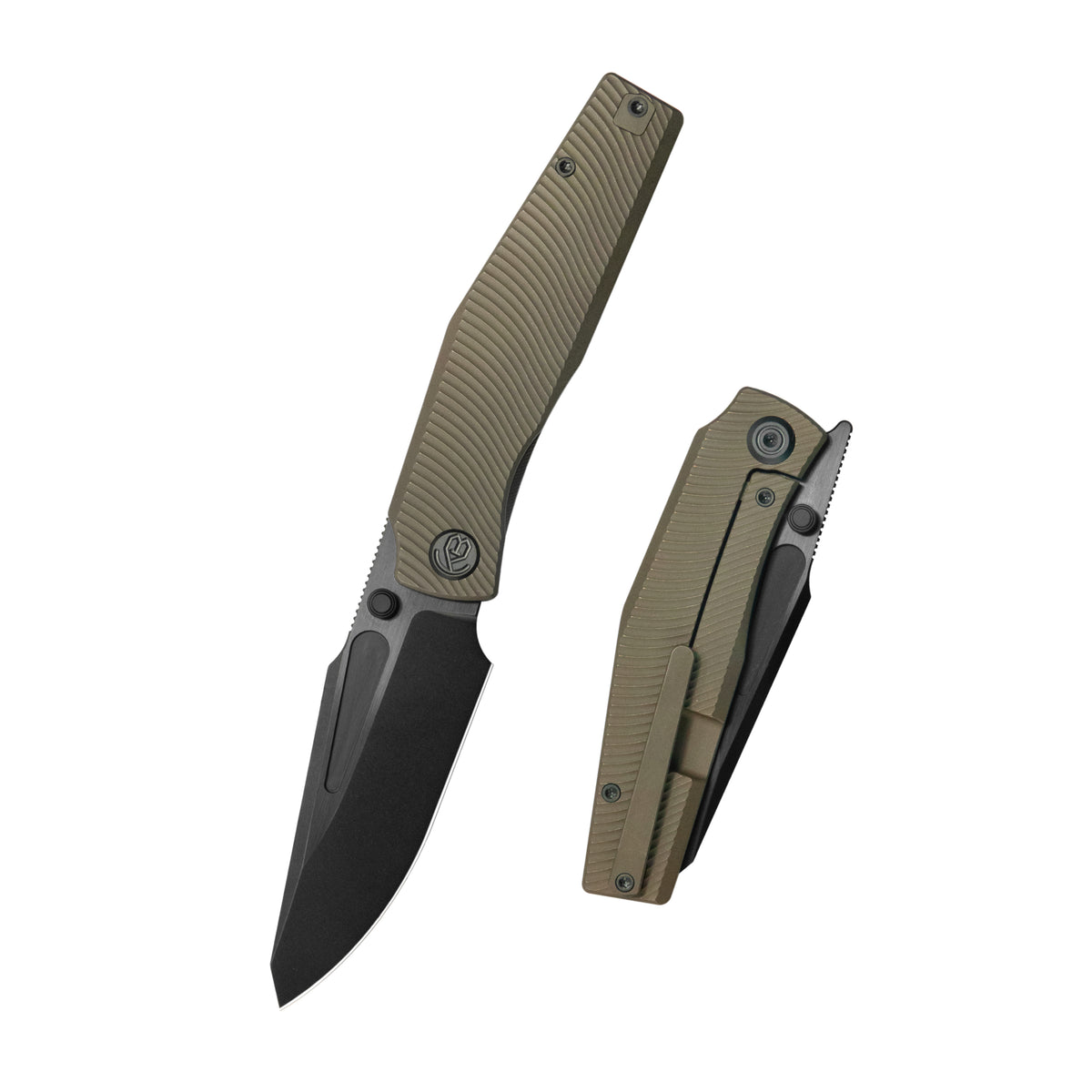 KB Illusion Folding Knife Bronze Ano Titanium Handle 3.46‘’ DLC & Satin & Stonewash Bohler M390 Blade KB443C