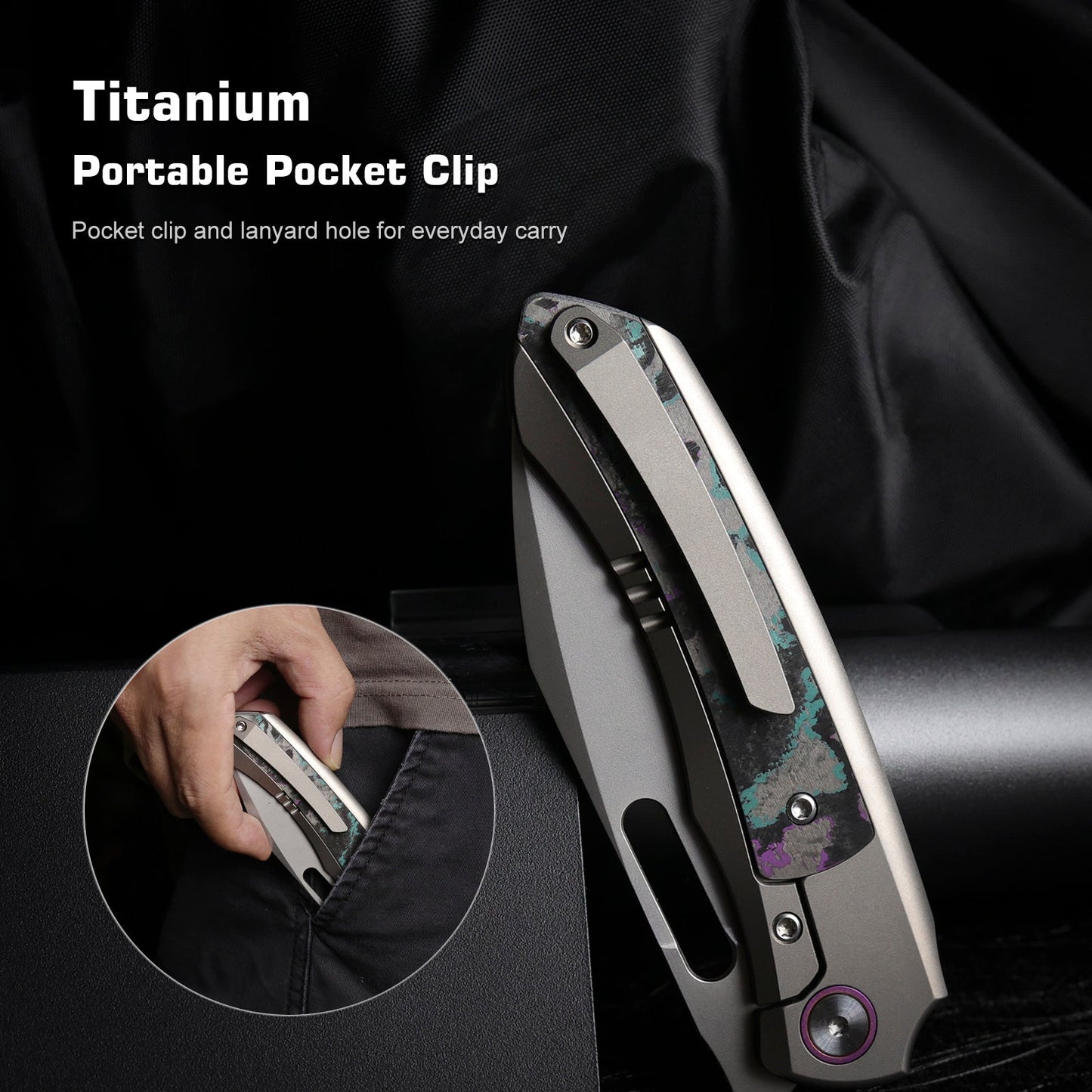REMETTE RT-Orca Knife Button+Frame Lock M390 Blade Titanium Handle Outdoor Camping Knives ORCAJY