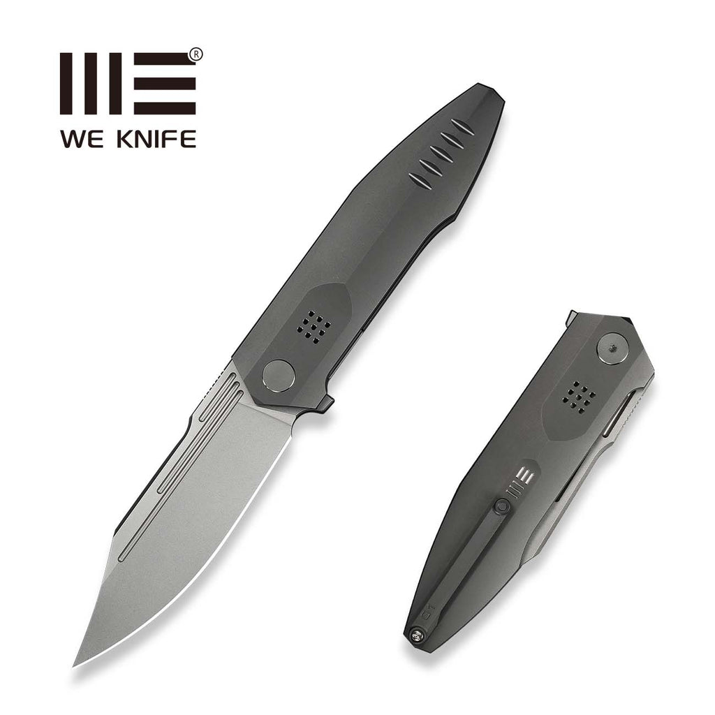 WEKNIFE Flight Line Flipper Knife Dark Gray Titanium Handle (3.81" Stonewashed Bohler M390 Blade) WE23089-1
