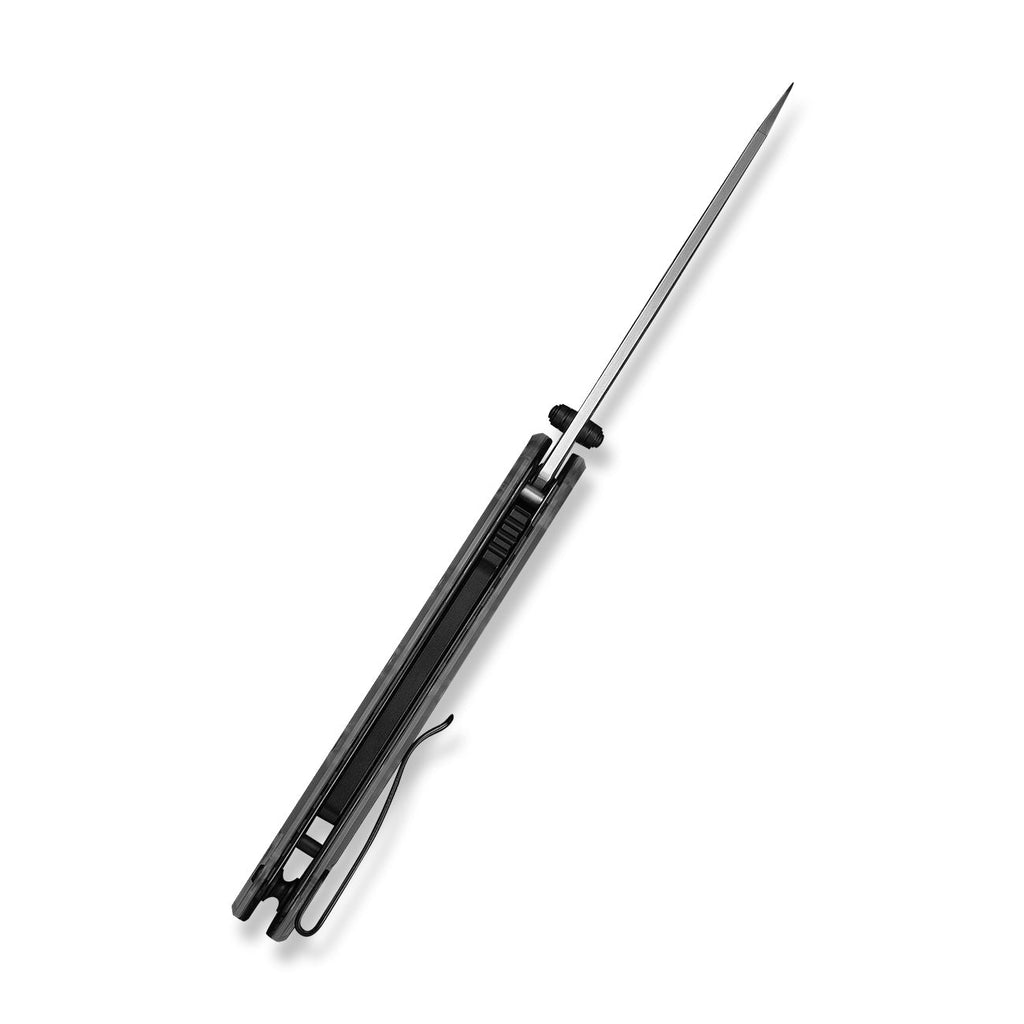 CIVIVI Vision FG Thumb Stud & Superlock Knife Polished Clear Lexan Handle (3.54" Satin Finished Nitro-V Blade With Rock-Grind Pattern) C22036-8