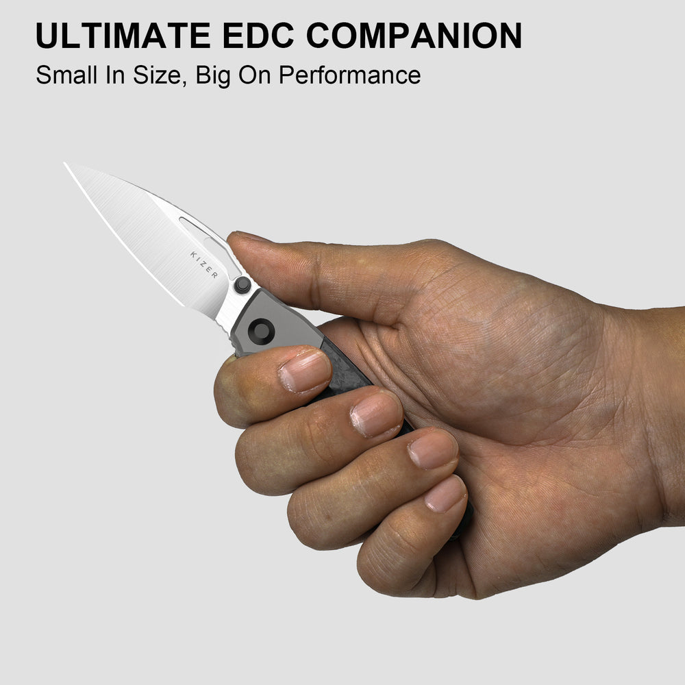 KIZER CUTLERY Shrike | S45VN | Titanium & Carbon Fiber | Front Flipper | Ki3746A1