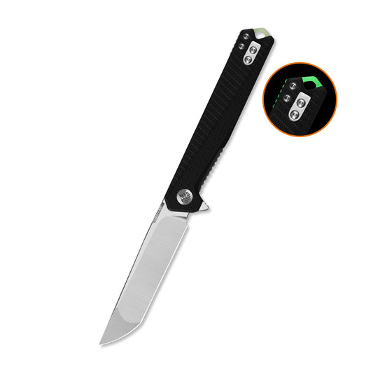 QSP Mantis Liner Lock Pocket Knife Nitro V blade Black G10 handle