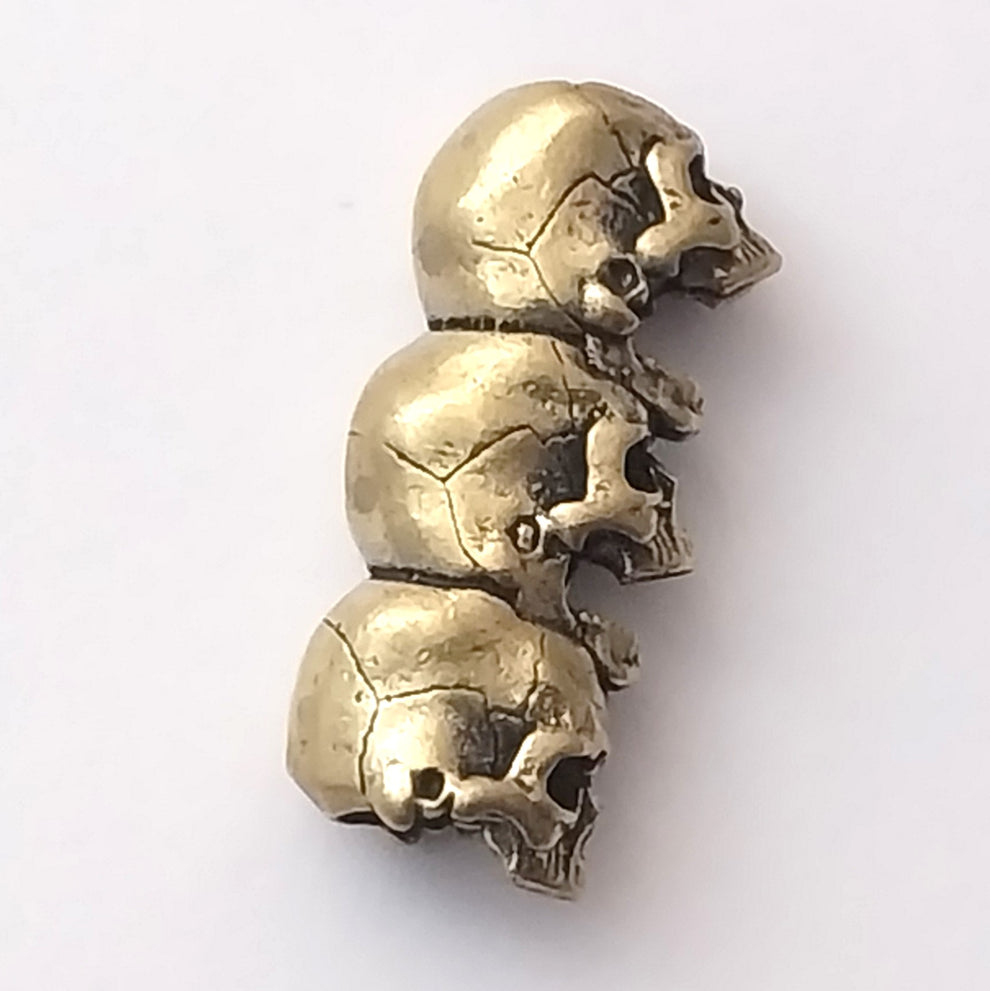 Coeburn Tool Brass 3-Tier Skulls Lanyard Bead CT3034