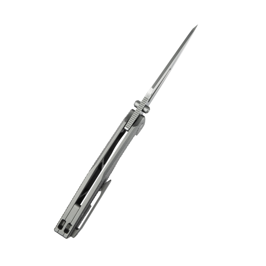 KB Illusion Folding Knife Grey Titanium Handle 3.46‘’ Silver Bead Blast Bohler M390 Blade KB443A