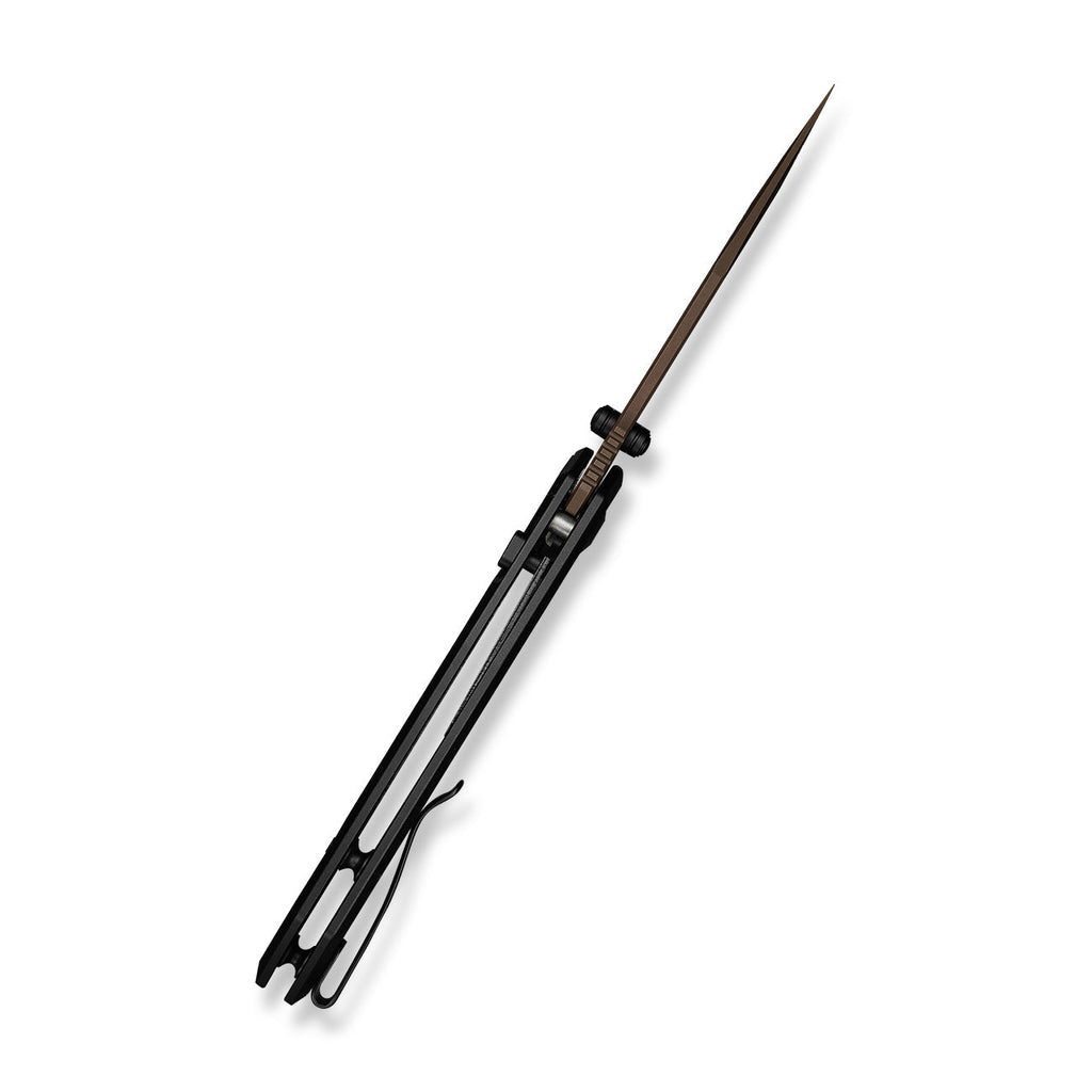 CIVIVI ELITE Brova Thumb Stud & Top Liner Lock Knife Black Aluminum Handle (3.41" Dark Brown Stonewashed CPM S35VN Blade) CE25093-2