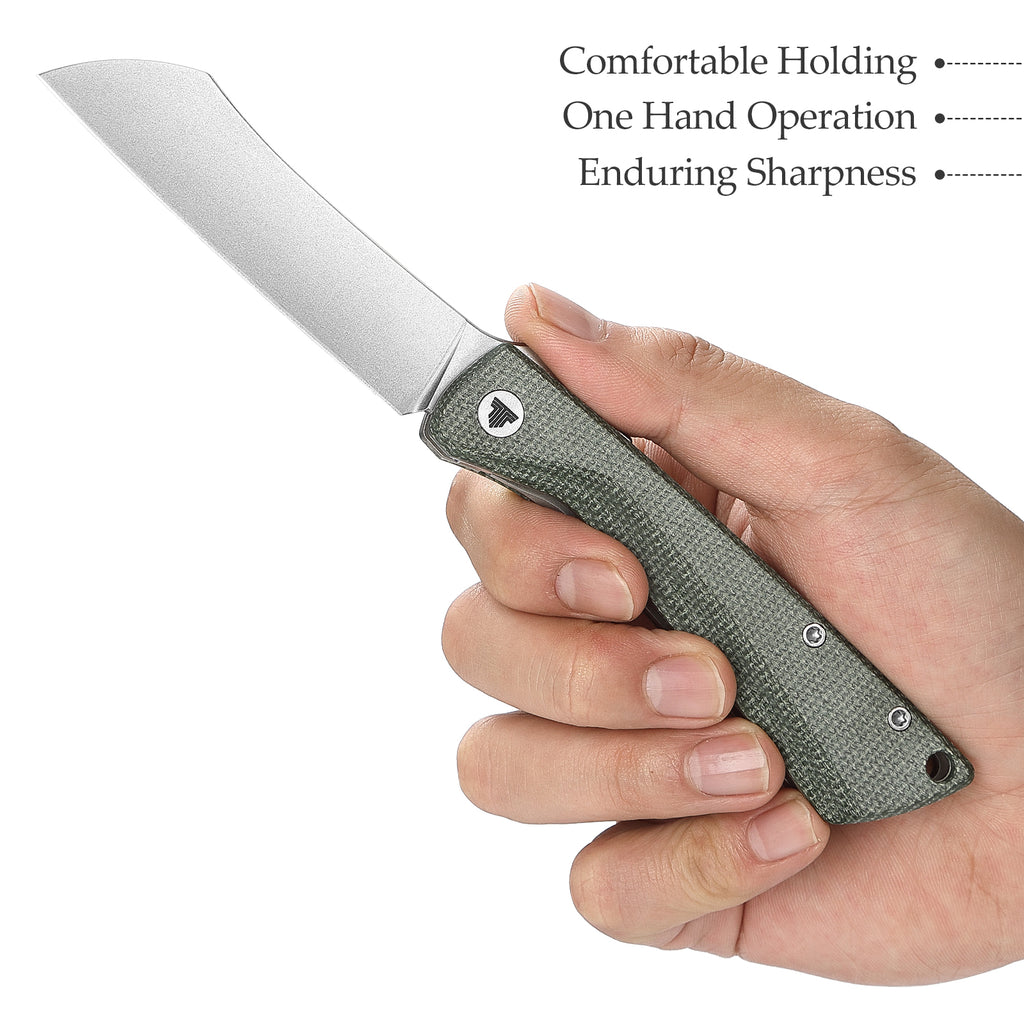 TRIVISA Norma-04G Higonokami Pocket Knife,3.3" 14C28N Steel,Micarta Handle