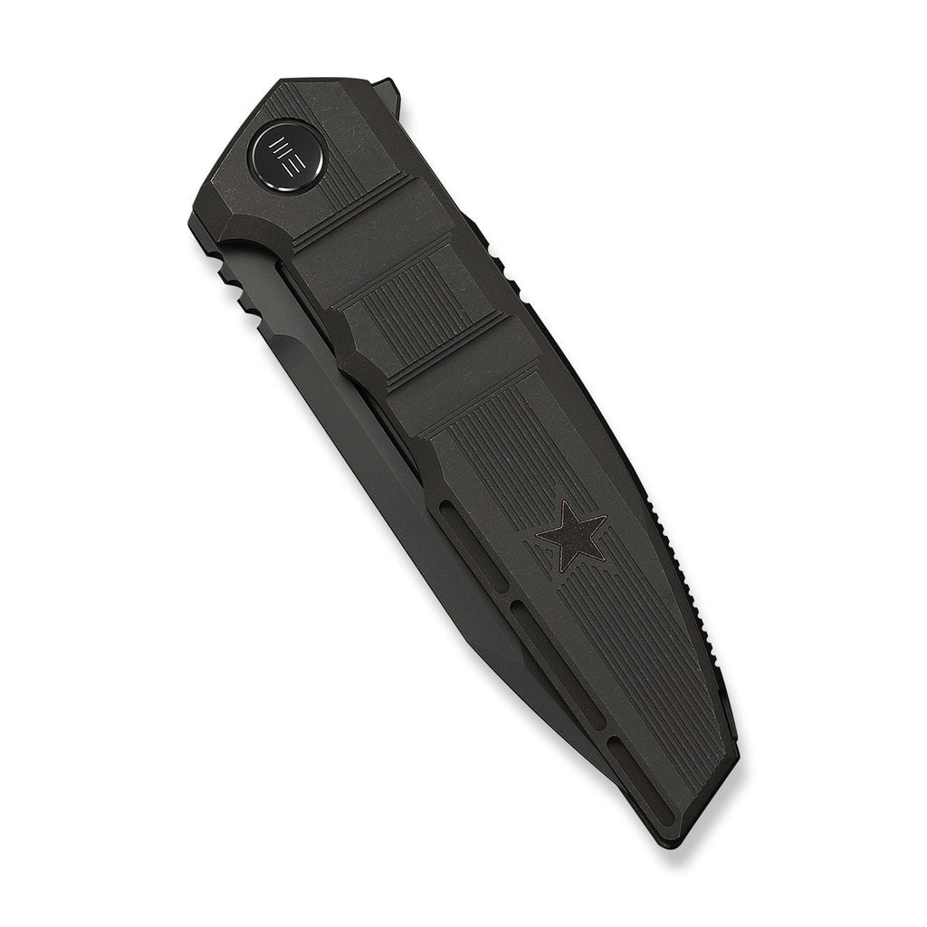 WEKNIFE Breach Flipper Knife Charcoal Gray Titanium Handle (3.85" Dark Gray Stonewashed Bohler M390 Blade) WE25077-1