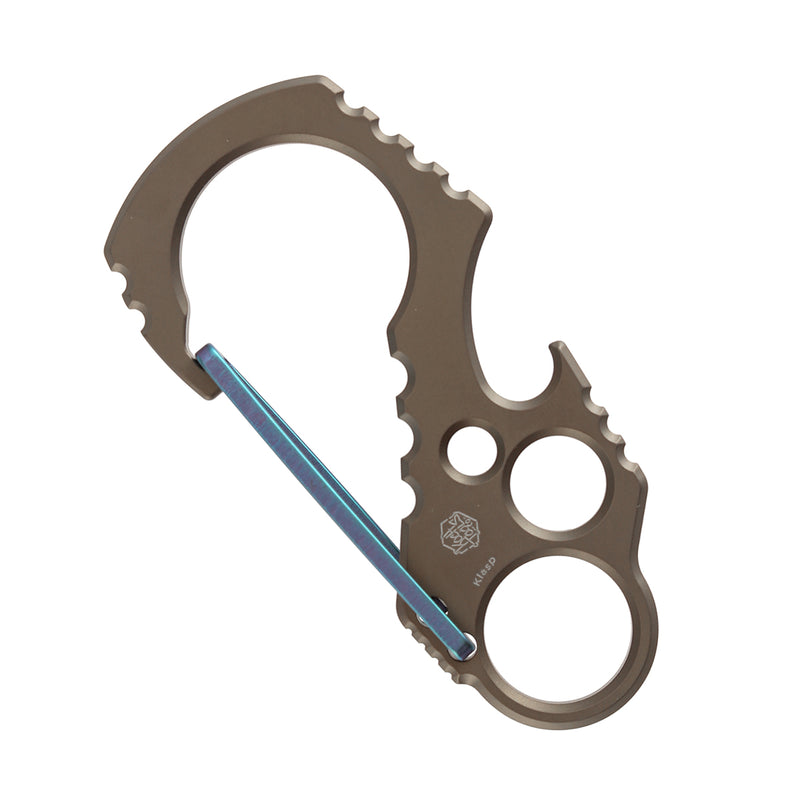 Kansept EDC Tools Carabiner C011A4 Titanium EDC Keychain Clip Bronze Anodized Titanium with Green Anodized Lock Koch Tools Designed