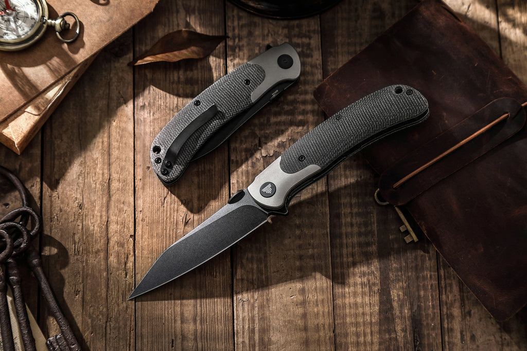 TRIVISA UMa-04 Ti Bolster and Thumb Stud,3.66" S35VN Steel,,Micarta Scales