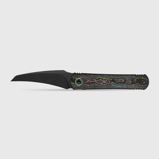 KIZER CUTLERY Feist 3 | CPM S90V + Matte DLC Ultra | Hawkbill | Titanium (Matte DLC Ultra) & CamoCarbon Ultimate Warrior | KizerX™ 3499.3A3