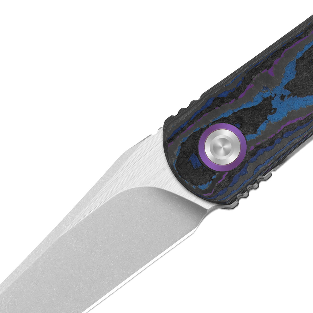 KIZER CUTLERY Feist 3 | CPM S90V + Stonewashed & Flat Brushed | Clip Point | Titanium & CamoCarbon Damtanium | KizerX™ 3499.3A2