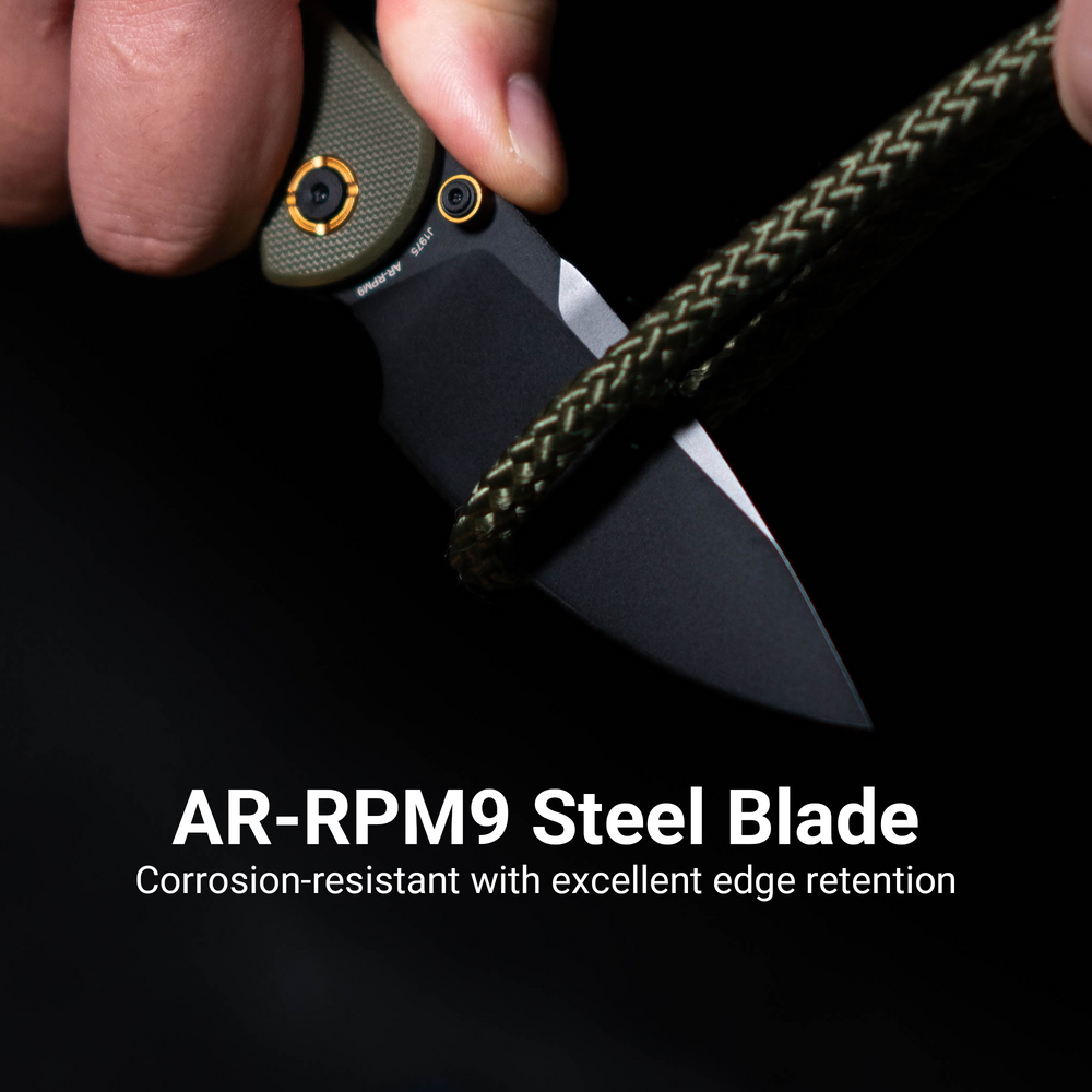CJRB Latitude Thumb Stud & Top Liner Lock EDC Knife Green G10 Handle(3.47'' AR-RPM9 Steel Black PVD Coating Blade) J1975-BGN