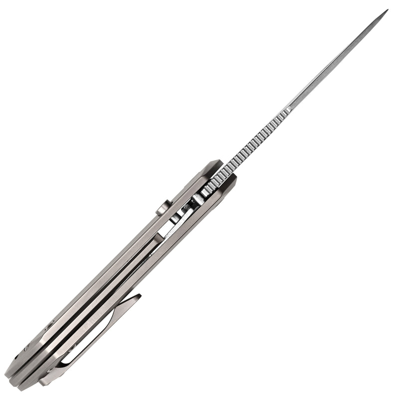 ArtisanCutlery Mousebird Thumb Hole Top Liner Lock EDC Knife Titanium Handle Titanium Clip(3'' S35VN Stone Wash Blade ) 1889G-GY