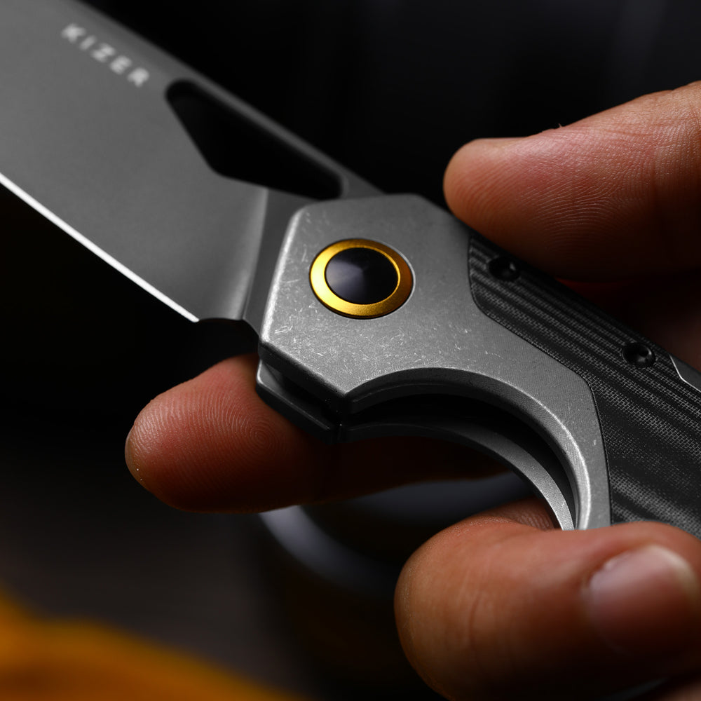 KIZER CUTLERY Serpentine | Elmax | Titanium & Micarta | Matte DLC Ultra