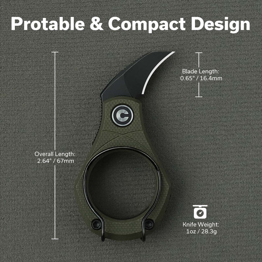 CIVIVI Pyrus Slip Joint Utility Knife OD Green G10 Handle (0.65" Black Stonewashed 14C28N Blade) C23038-4