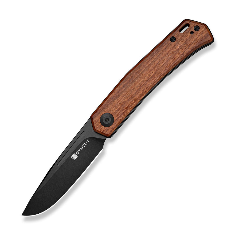 SENCUT Braxx Slip Joint Knife Guibourtia Wood Handle (3.12" Black D2 Blade) S25089-3