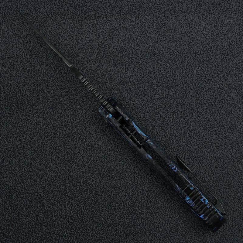 KUNWU KNIVES Gringo Verta Lock Blue G-mas with DLC Blade