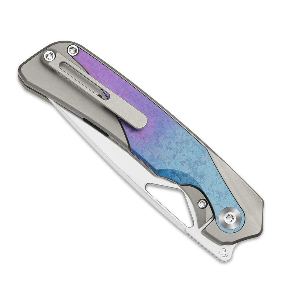 KIZER CUTLERY Topsail | S45VN | Titanium & Crystallized Titanium | Front Flipper | Ki3735A1