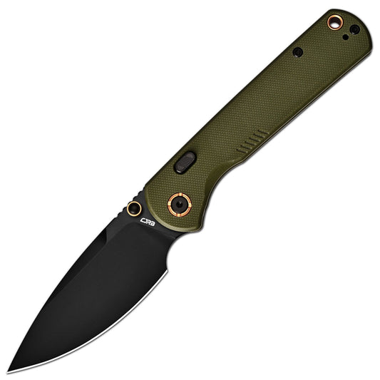 CJRB Latitude Thumb Stud & Top Liner Lock EDC Knife Green G10 Handle(3.47'' AR-RPM9 Steel Black PVD Coating Blade) J1975-BGN
