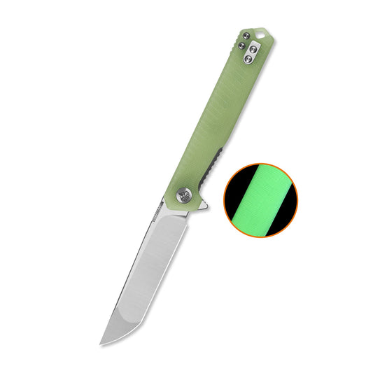 QSP Mantis Liner Lock Pocket Knife Nitro V blade Glow-in-the-Dark G10 handle