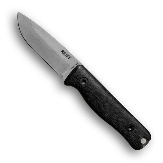 REIFF KNIVES F3 EDC Fixed Blade Knife (CPM MagnaCut, Stonewash, Black Canvas Micarta)
