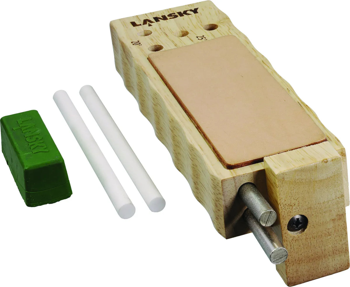 LANSKY 4-Rod Diamond/Ceramic TurnBox Crock Stick® Knife Sharpener with Leather Strop