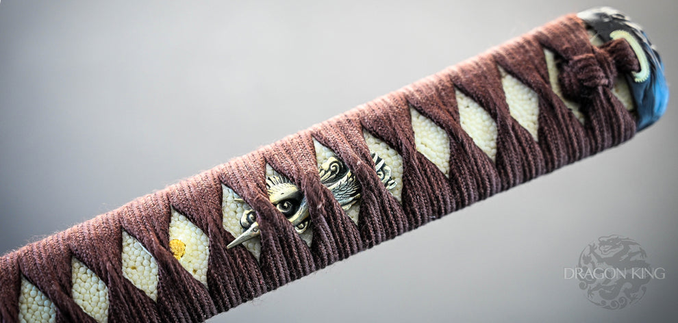 Dragon King Pine Crane Katana - Brown Ito