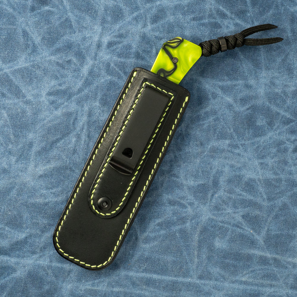 JACK WOLF KNIVES PIONEER FIXEDC - KIRINITE TOXIC GREEN BELT SATIN DLC