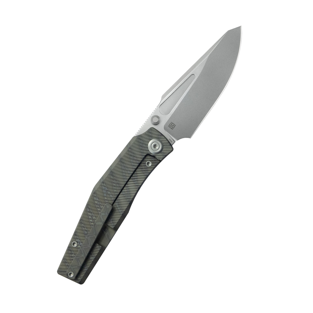 KB Illusion Folding Knife Flame Titanium Handle 3.46‘’ Silver Bead Blast Bohler M390 Blade KB443B