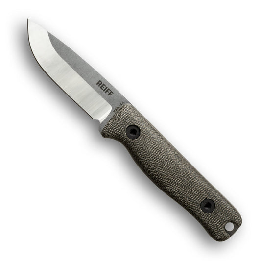 REIFF KNIVES F3 EDC Fixed Blade Knife (CPM MagnaCut, Two-tone, Green Canvas Micarta)
