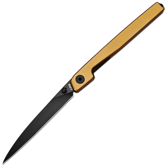 CJRB Lanky Thumb Stud & Front Flipper Liner Lock EDC Knife Titanium Handle Steel Clip(3.58'' CPM S90V Black PVD Coating Blade) J1965G-GL