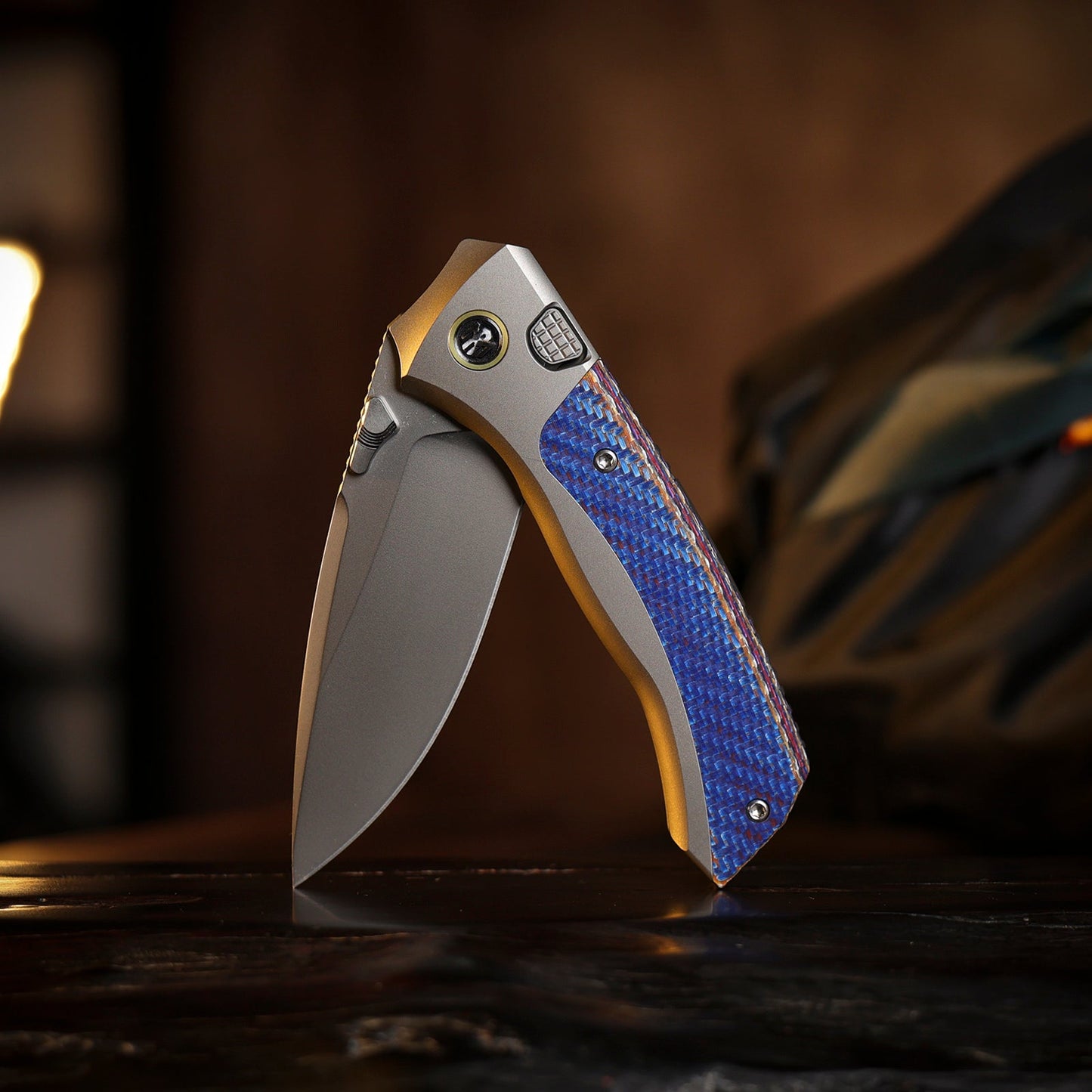 REMETTE RT-Steed Innovative Button Frame Lock M390 Blade Titanium Carbon Fiber Handle Folding Pocket Knife RTWS-TC