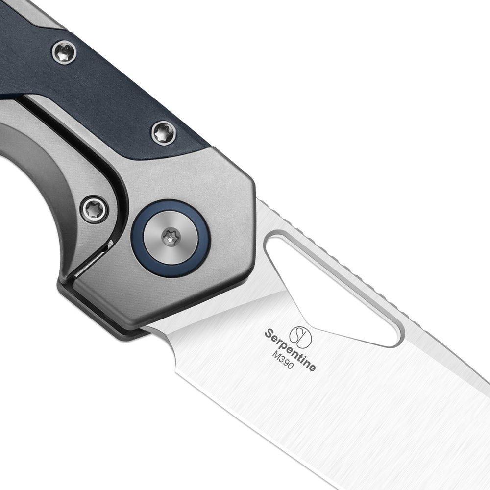 KIZER CUTLERY Serpentine | M390 | Titanium & Blue Richlite | Satin