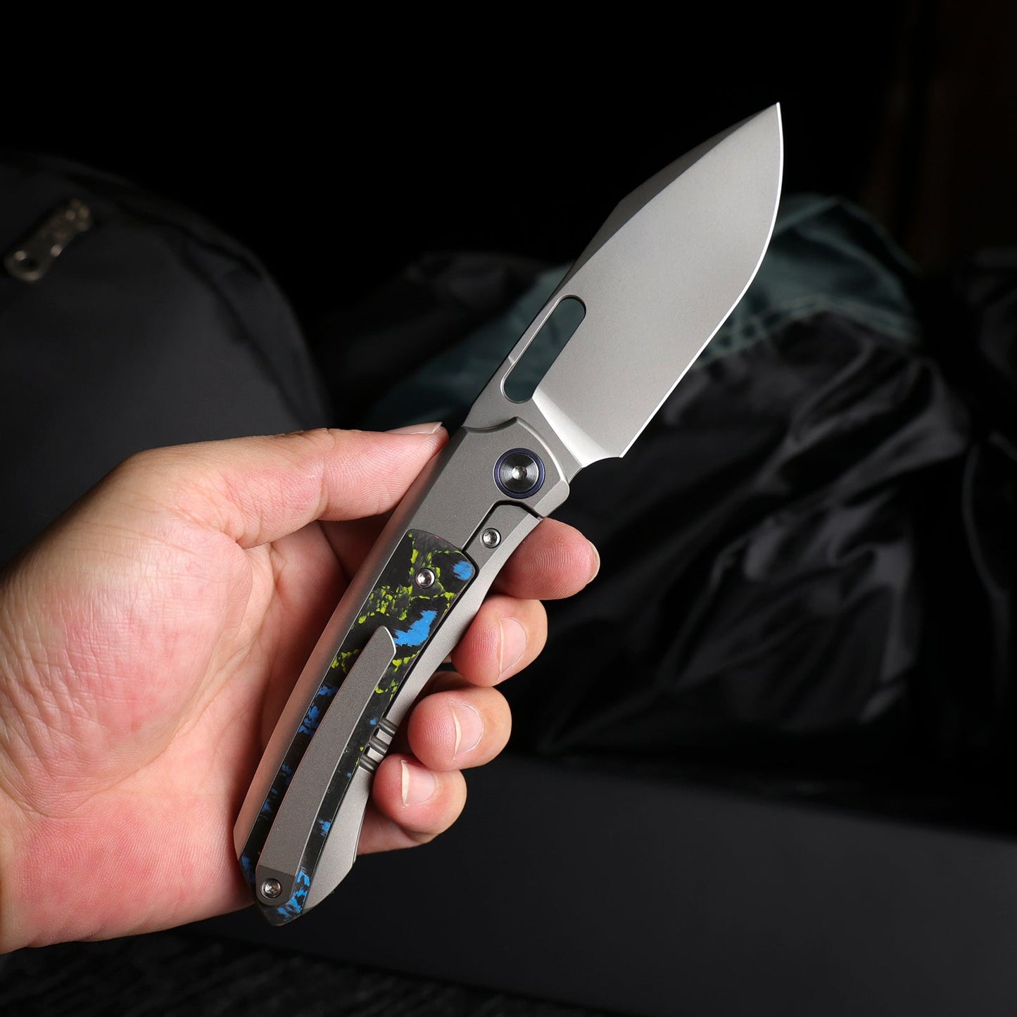 REMETTE RT-Orca Knife Button+Frame Lock M390 Blade Titanium Handle Outdoor Camping Knives ORCAUR